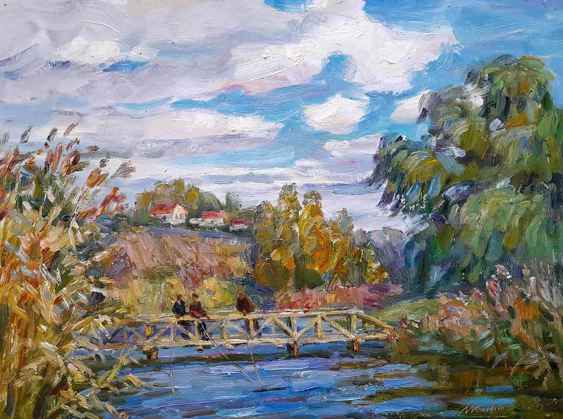 Oi painting Fishermen on the bridge Kovalenko Ivan Mikhailovich: Title: Oi painting Fishermen on the bridge Kovalenko Ivan Mikhailovich Description: NoKoval 197 *** ABOUT THIS PAINTING *** * TITLE: "Fishermen on the bridge" * ARTISTS: Kovalenko Ivan Mikhailovich * 