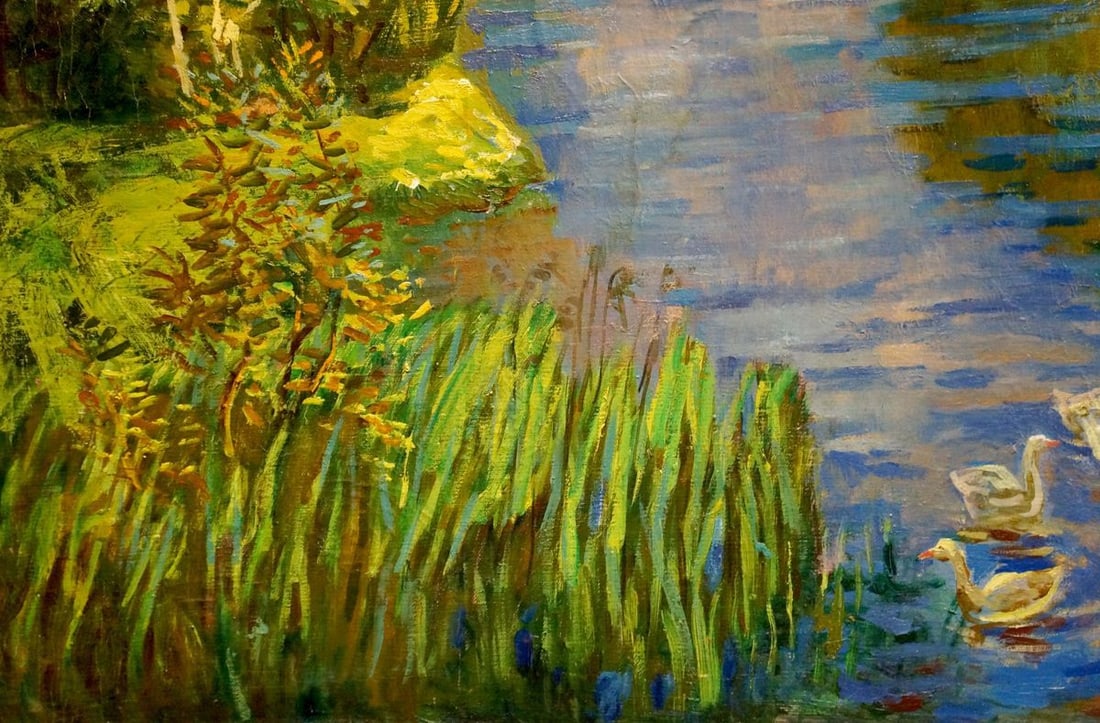Oil painting River landscape - 2