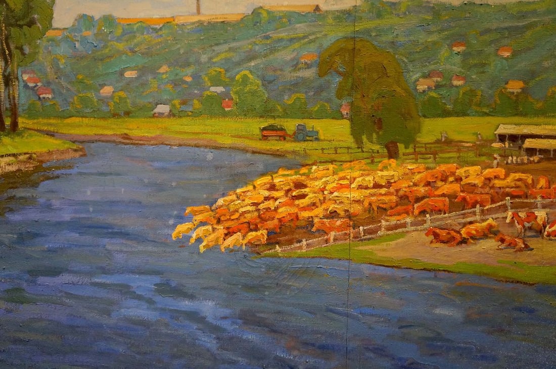 Oil painting Cows by the river - 6