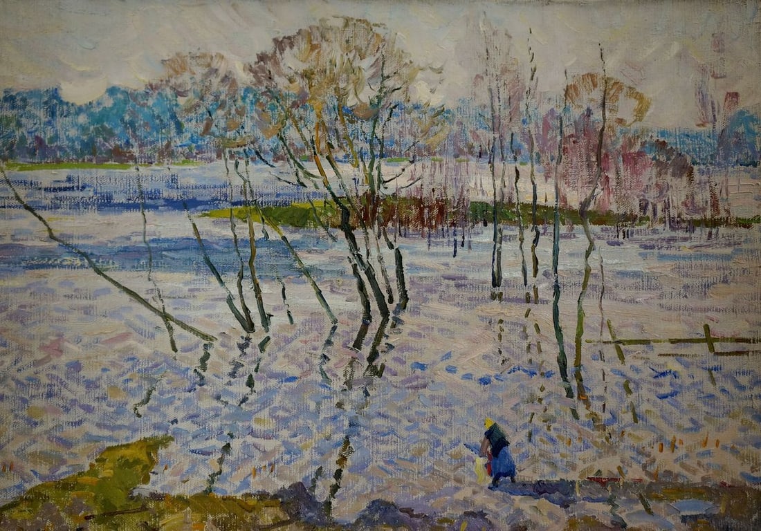Oil painting By the river Sevastyanov Viktor Grigorievich: Title: Oil painting By the river Sevastyanov Viktor Grigorievich Description: NoVerns 1025 *** ABOUT THIS PAINTING *** * TITLE: "By the river" * ARTISTS: Sevastyanov Viktor Grigorievich * SIZE: 50x70 