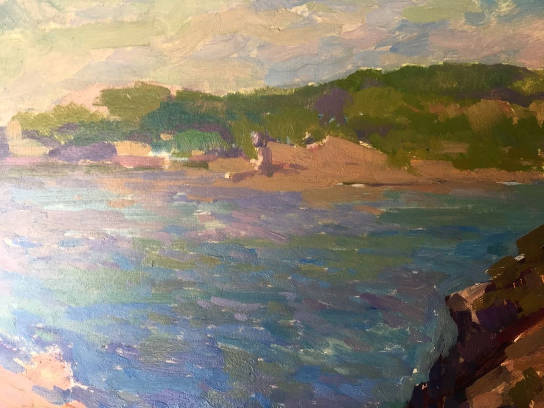 Oil painting River along the rocky shore Peter Tovpev - 4