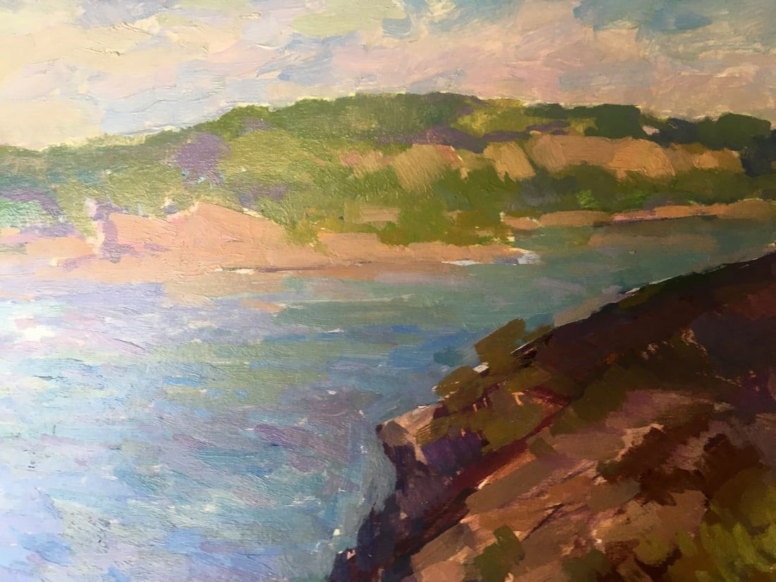 Oil painting River along the rocky shore Peter Tovpev - 5