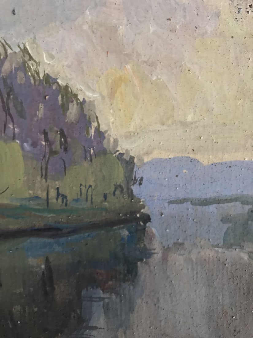 Tempera painting Park by the river Unknown artist - 7