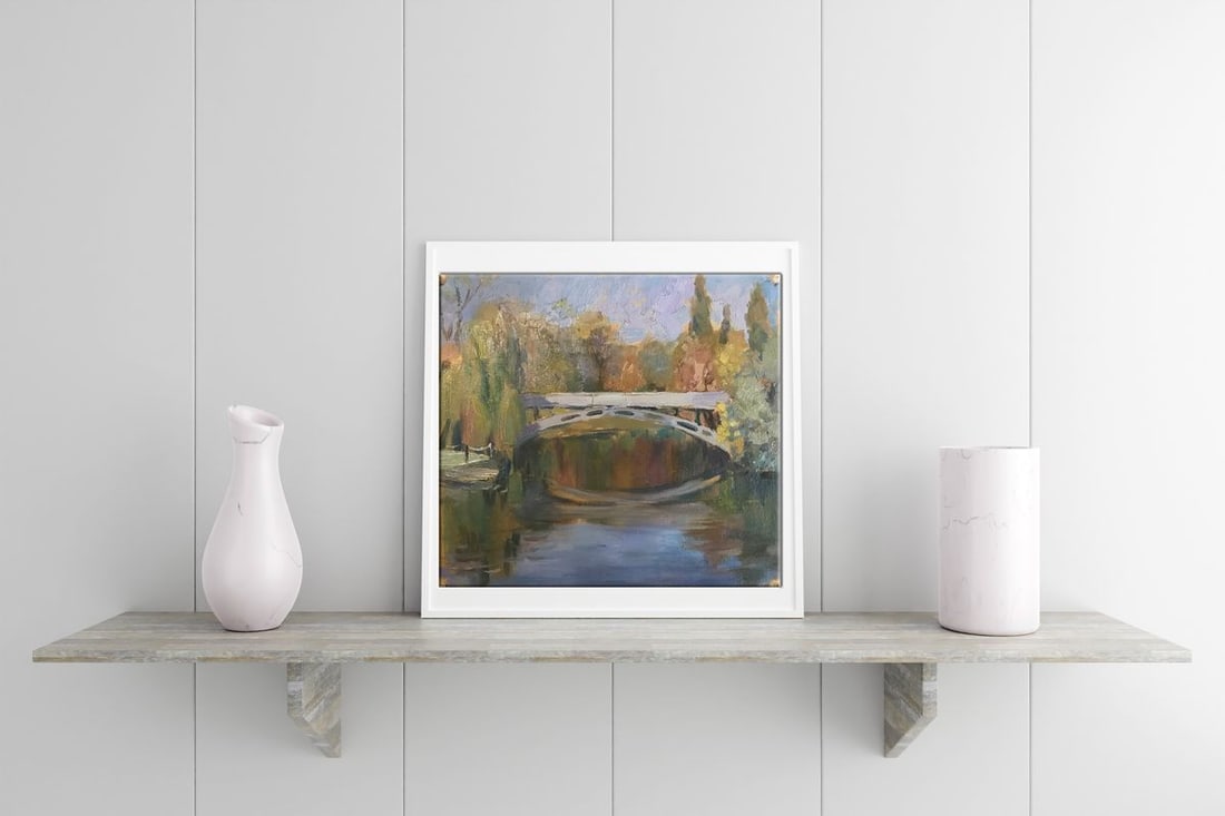 Oil painting Bridge over river Unknown artist - 3