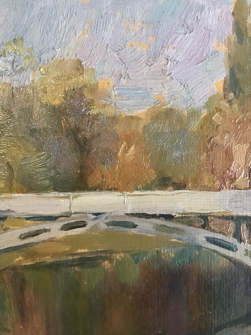 Oil painting Bridge over river Unknown artist - 5