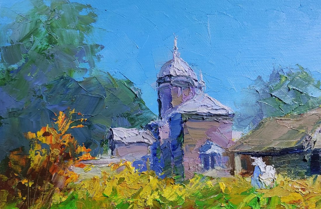 Oil painting Village Church on a Clear Day Boris Serdyuk - 4