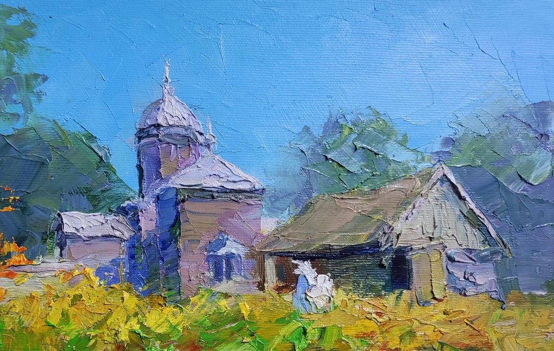 Oil painting Village Church on a Clear Day Boris Serdyuk - 5