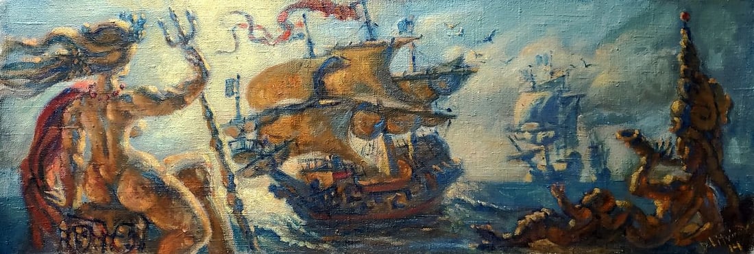 Oil painting Amphitrite before the sea Daniil Litvinov: Title: Oil painting Amphitrite before the sea Daniil Litvinov Description: NoLitv 1263 *** ABOUT THIS PAINTING *** * TITLE: "Amphitrite before the sea" * ARTISTS: Daniil Litvinov * SIZE: 76x26