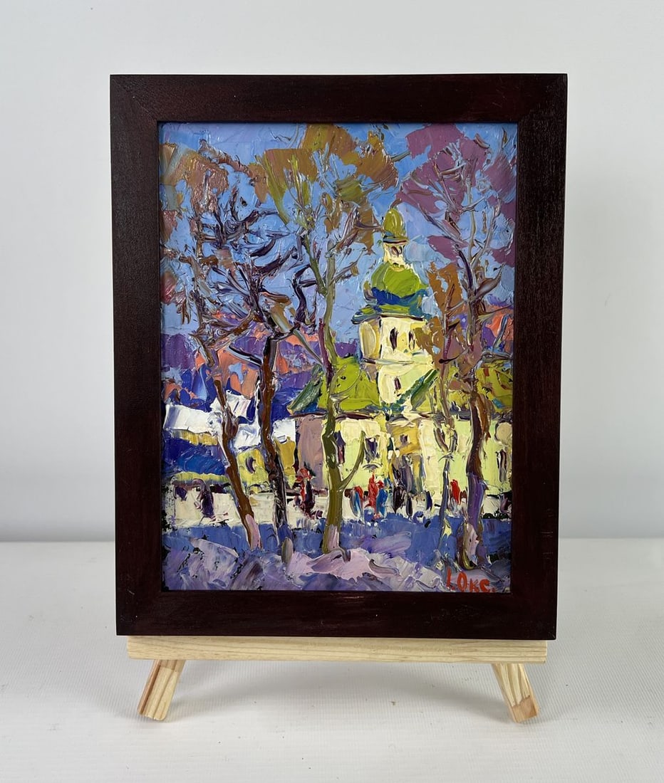 Oil painting Spring in every breath Oksana Kalenyuk: Title: Oil painting Spring in every breath Oksana Kalenyuk Description: NoAAA5110 The oil painting on Cardboard titled "Spring in every breath" captures a fleeting yet powerful moment when the chill o