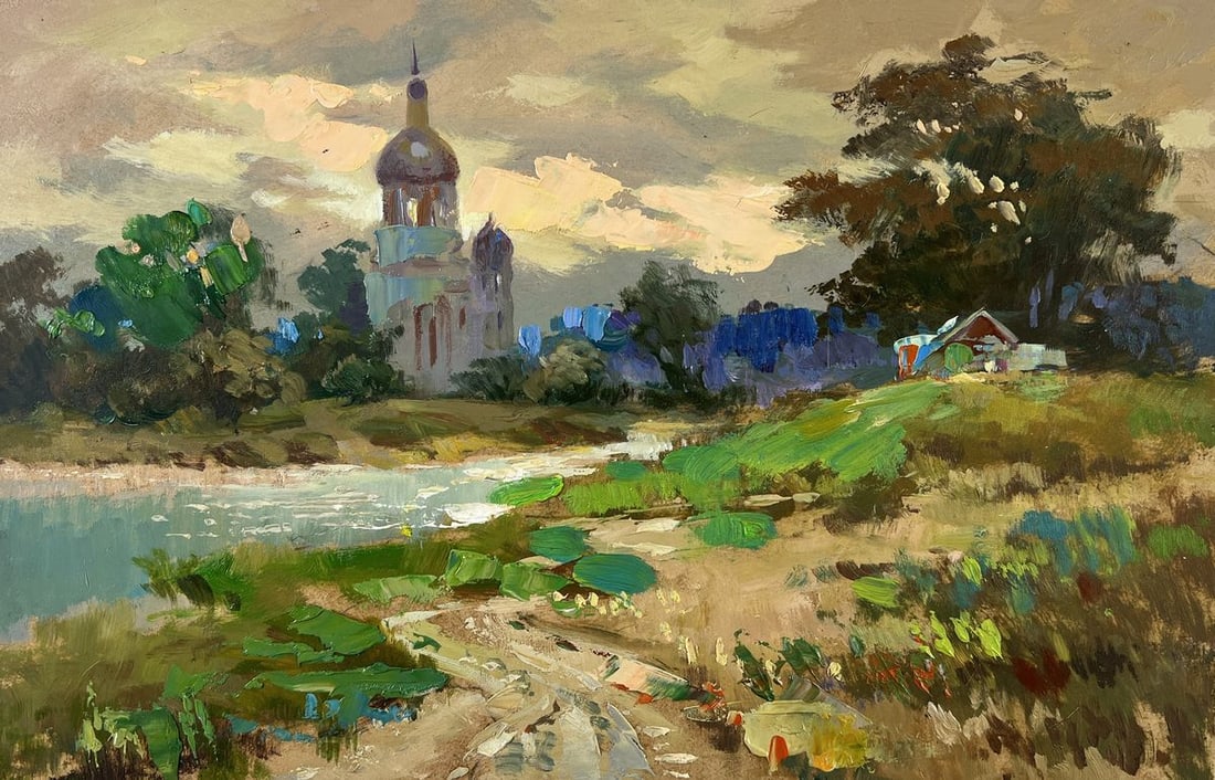 Oil painting Church over the river Yuriy Suprunchuk - 3