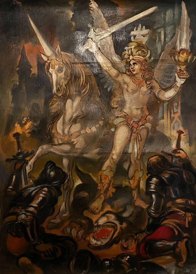 Oil painting Valkyrie Alexander Arkadievich Litvinov: Title: Oil painting Valkyrie Alexander Arkadievich Litvinov Description: NoLitv 177 *** ABOUT THIS PAINTING *** * TITLE: "Valkyrie" * ARTISTS: Alexander Arkadievich Litvinov * SIZE: 49.5x69