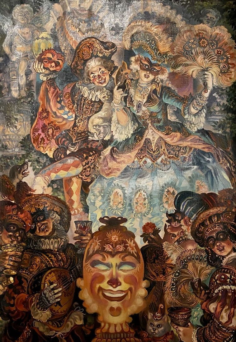 Oil painting 18th century masquerade Alexander Arkadievich Litvinov (1 of 12)