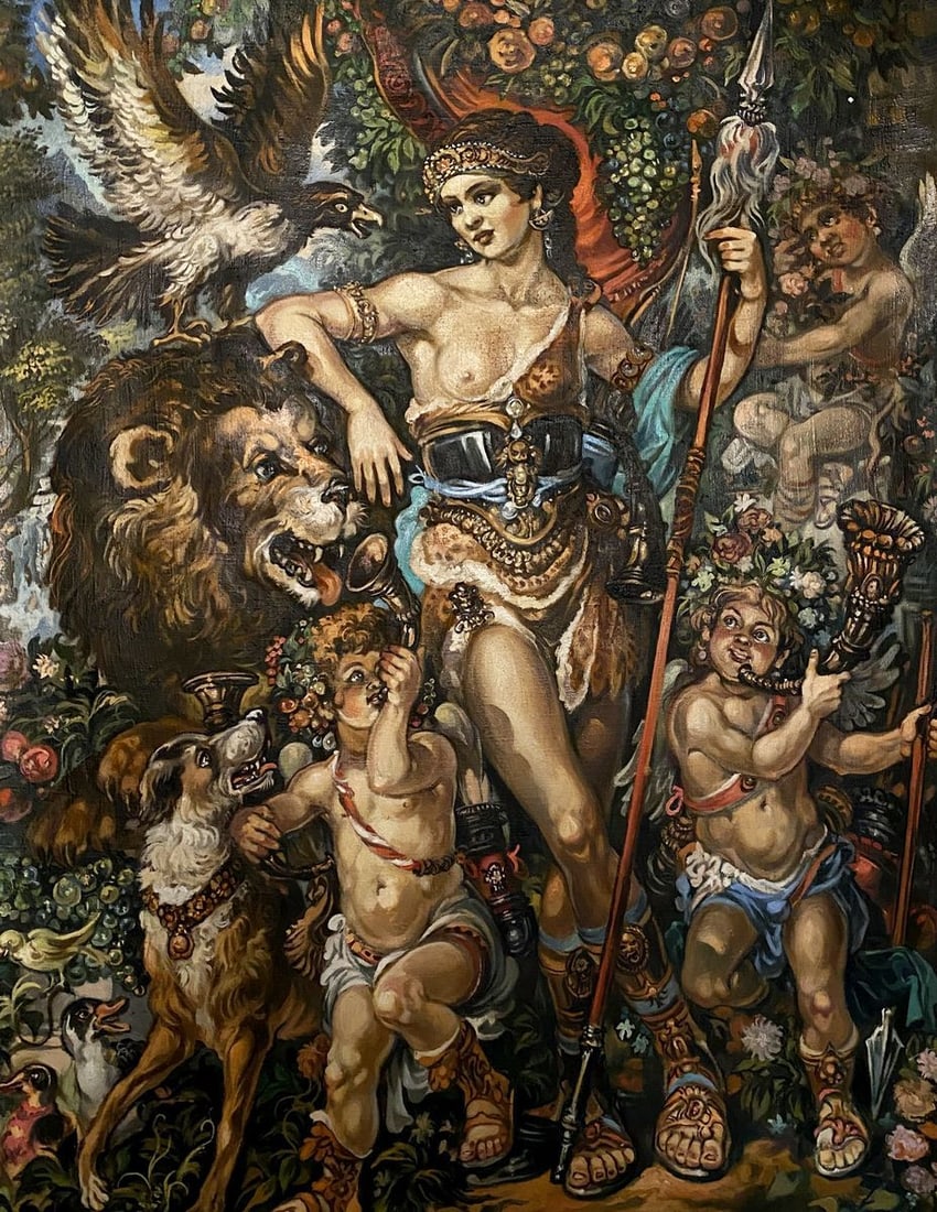 Oil painting Diana Alexander Arkadievich Litvinov: Title: Oil painting Diana Alexander Arkadievich Litvinov Description: NoLitv 206 *** ABOUT THIS PAINTING *** * TITLE: "Diana" * ARTISTS: Alexander Arkadievich Litvinov * SIZE: 78x61 cm/'30.70x24.01 in
