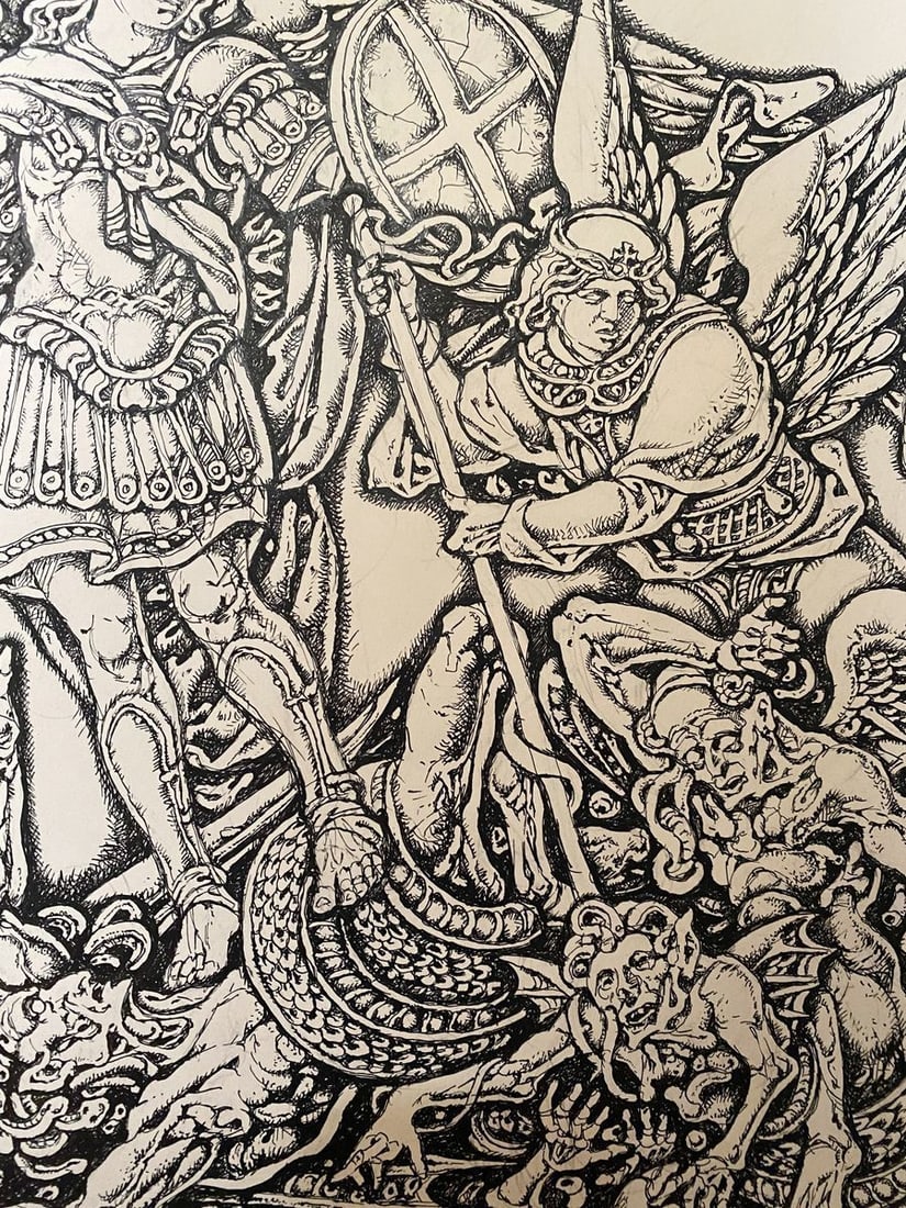 Ink painting Michael the Archangel Litvinov Oleg Arkad'yevich - 9