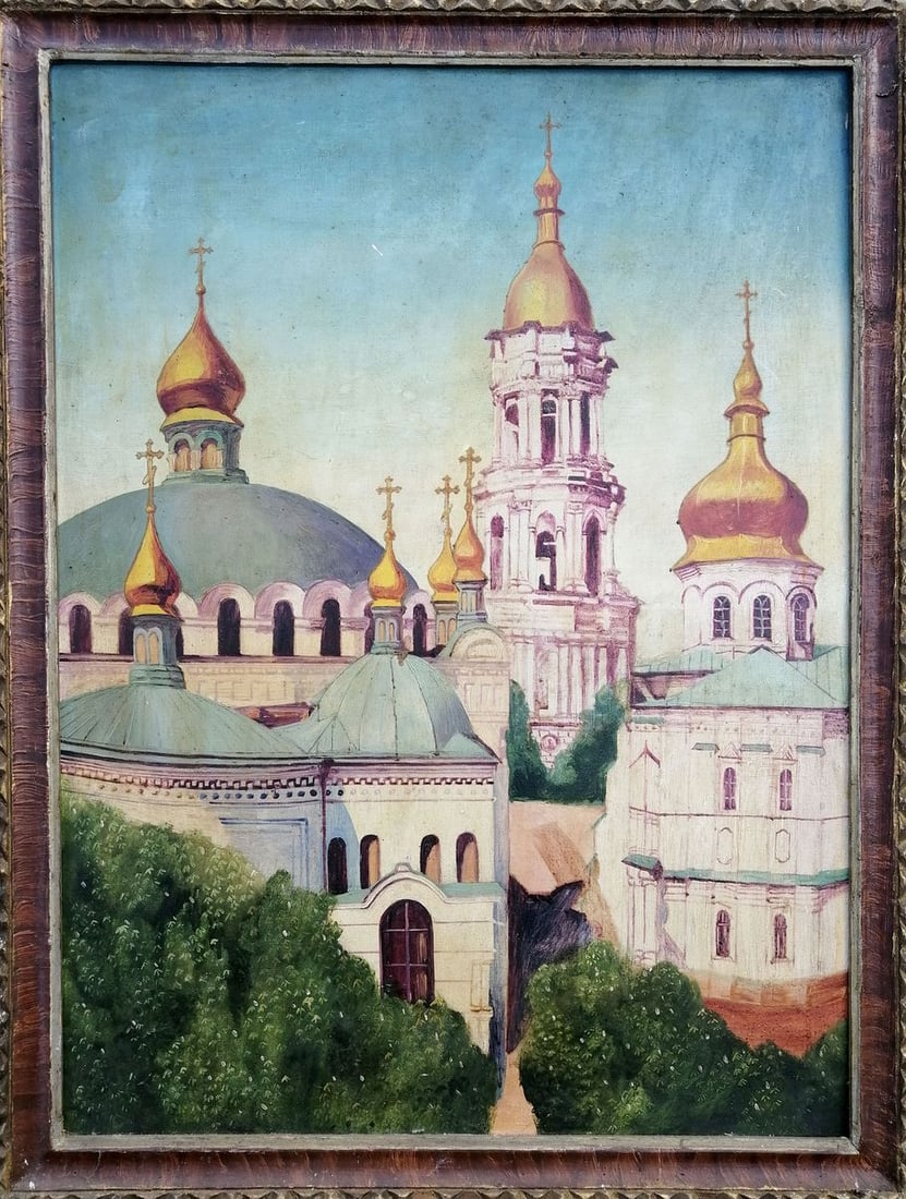 Oil painting Church landscape Unknown artist (1 of 10)