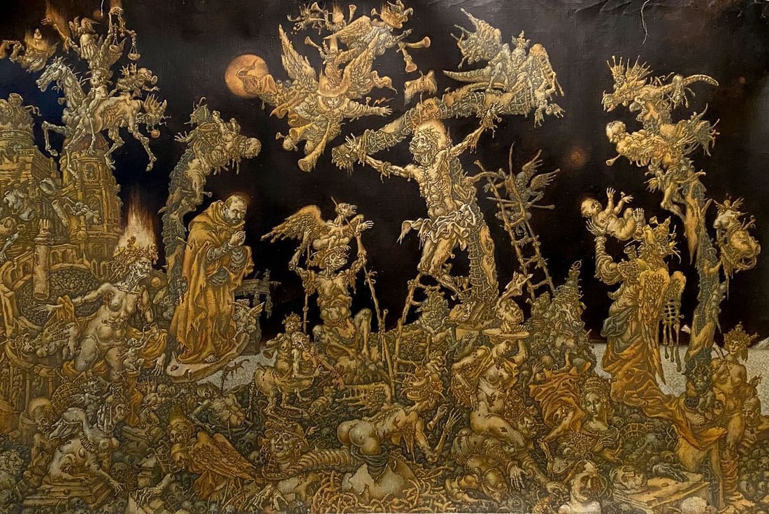 Oil painting 20th century apocalypse Litvinov Oleg Arkad'yevich: Title: Oil painting 20th century apocalypse Litvinov Oleg Arkad'yevich Description: NoLitv 581 *** ABOUT THIS PAINTING *** * TITLE: "20th century apocalypse" - central part of the Triptych. Calvary * 