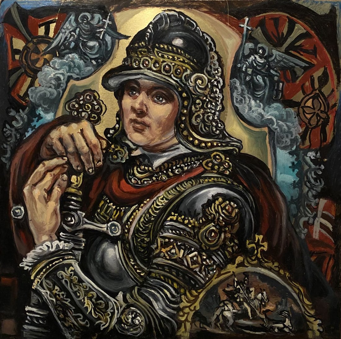 Oil painting St. George Alexander Arkadievich Litvinov: Title: Oil painting St. George Alexander Arkadievich Litvinov Description: NoLitv 637 *** ABOUT THIS PAINTING *** * TITLE: "St. George" * ARTISTS: Alexander Arkadievich Litvinov * SIZE: 36,5x36,5