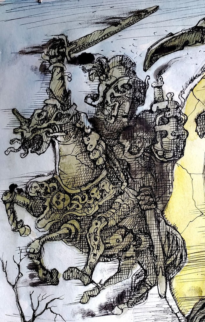 Watercolor painting Horsemen of the Apocalypse Litvinov Daniil Olegovich - 4