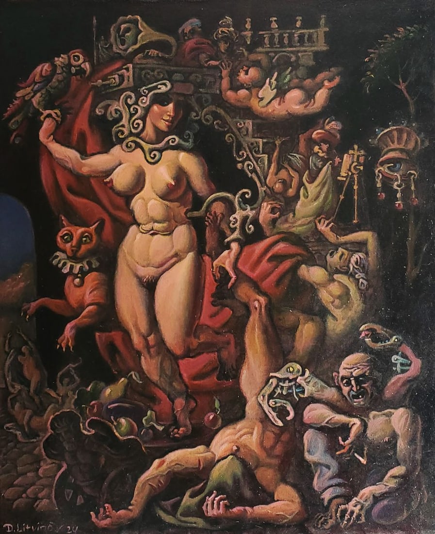Oil painting Dance in Crimson Daniil Litvinov: Title: Oil painting Dance in Crimson Daniil Litvinov Description: NoLitv 1252 *** ABOUT THIS PAINTING *** * TITLE: "Dance in Crimson" - The right part of the triptych * ARTISTS: Daniil Litvinov *