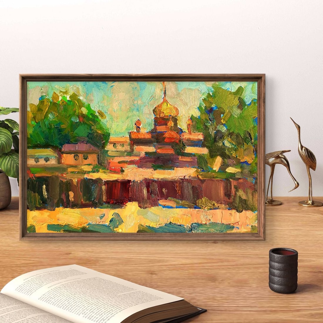 Oil painting A landscape with a church Pavel Dobrev - 2