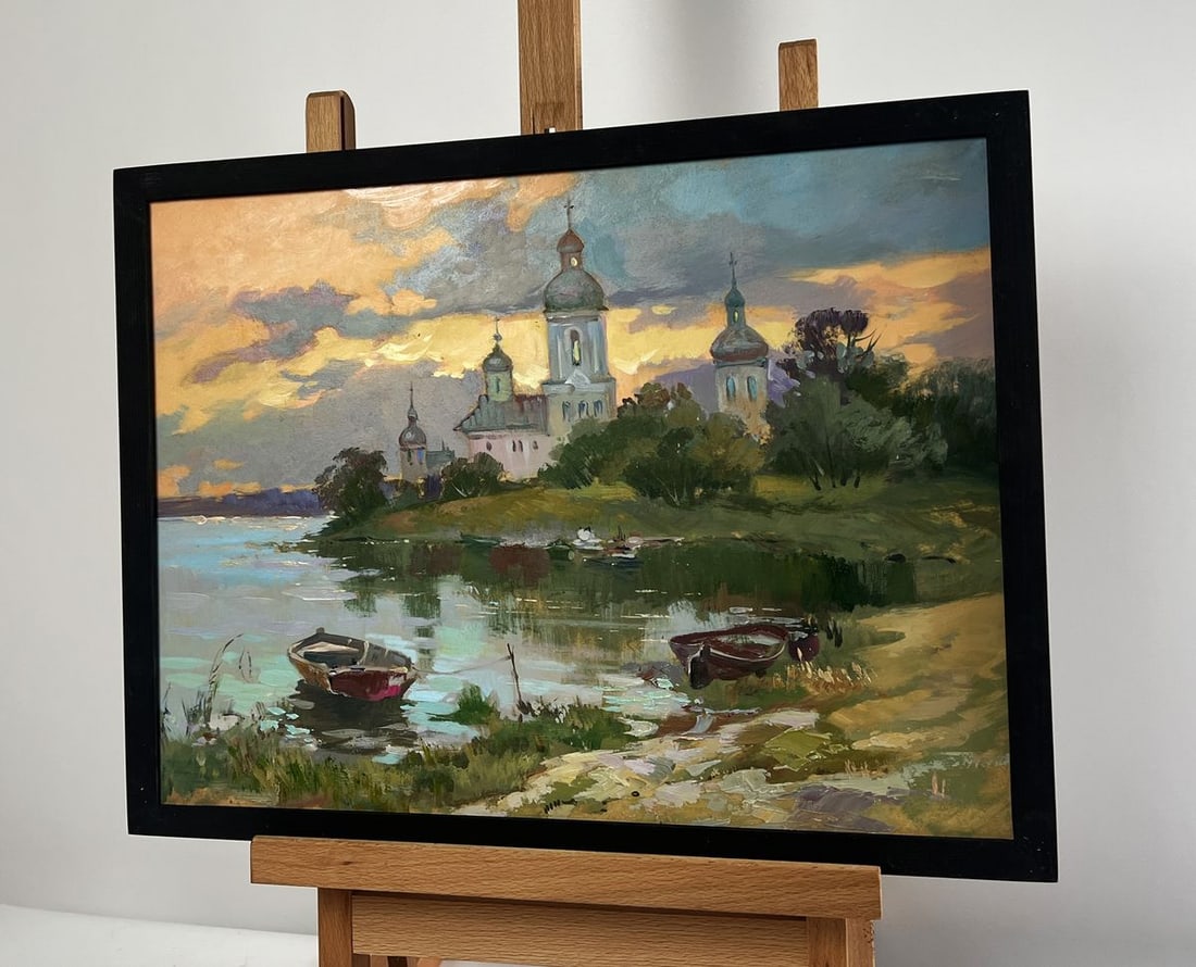 Oil painting The last rays over the temple Yuriy Suprunchuk - 2