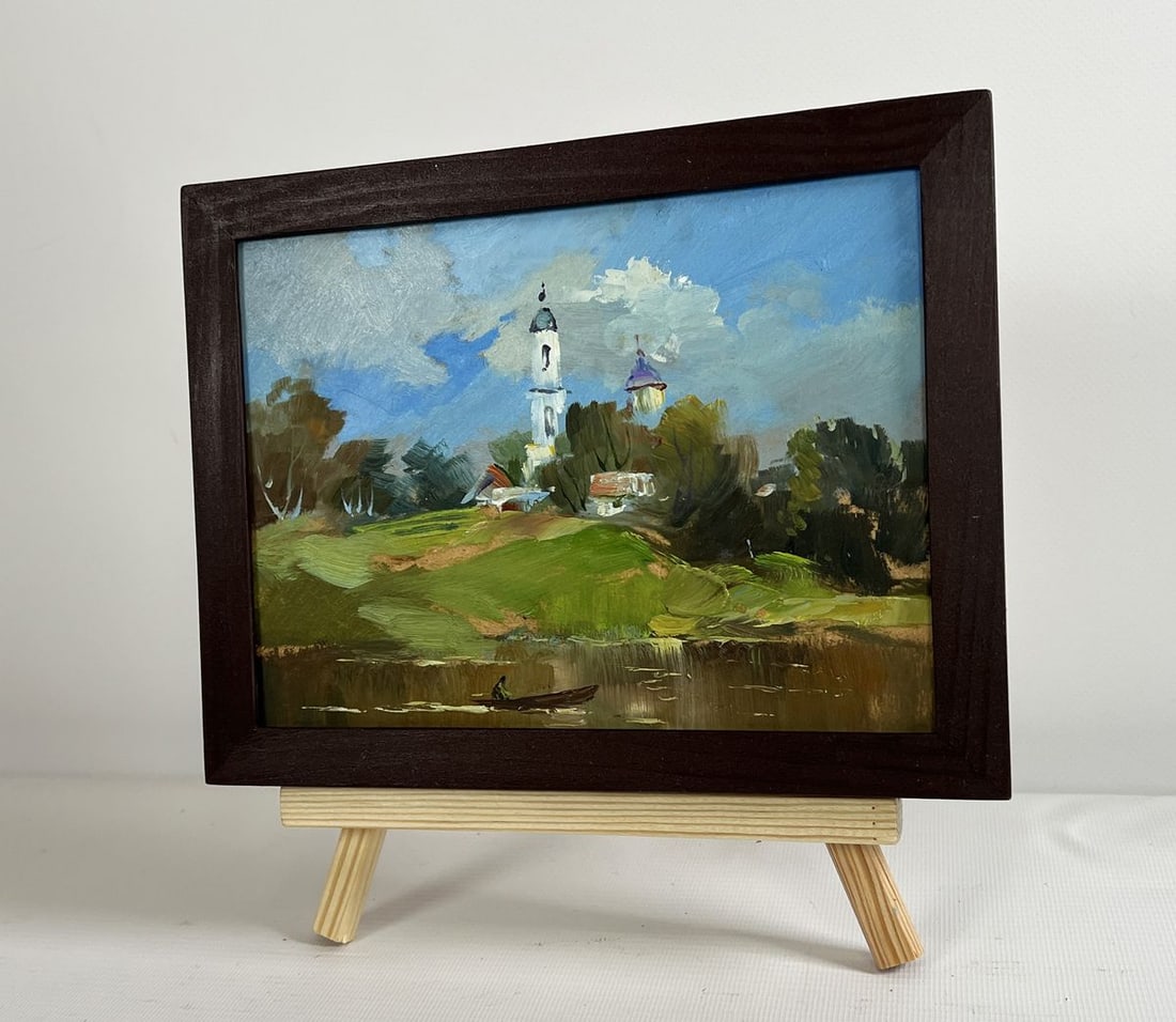 Oil painting The village church is visible Yuriy Suprunchuk - 2