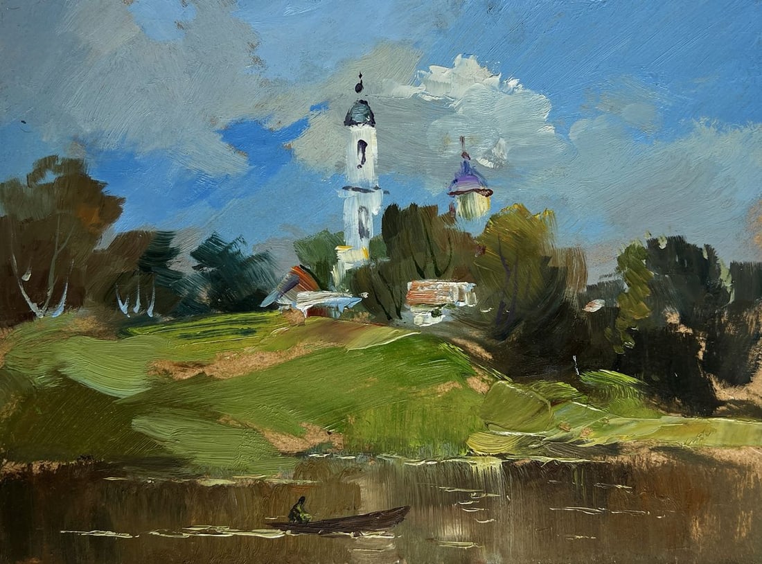 Oil painting The village church is visible Yuriy Suprunchuk - 3