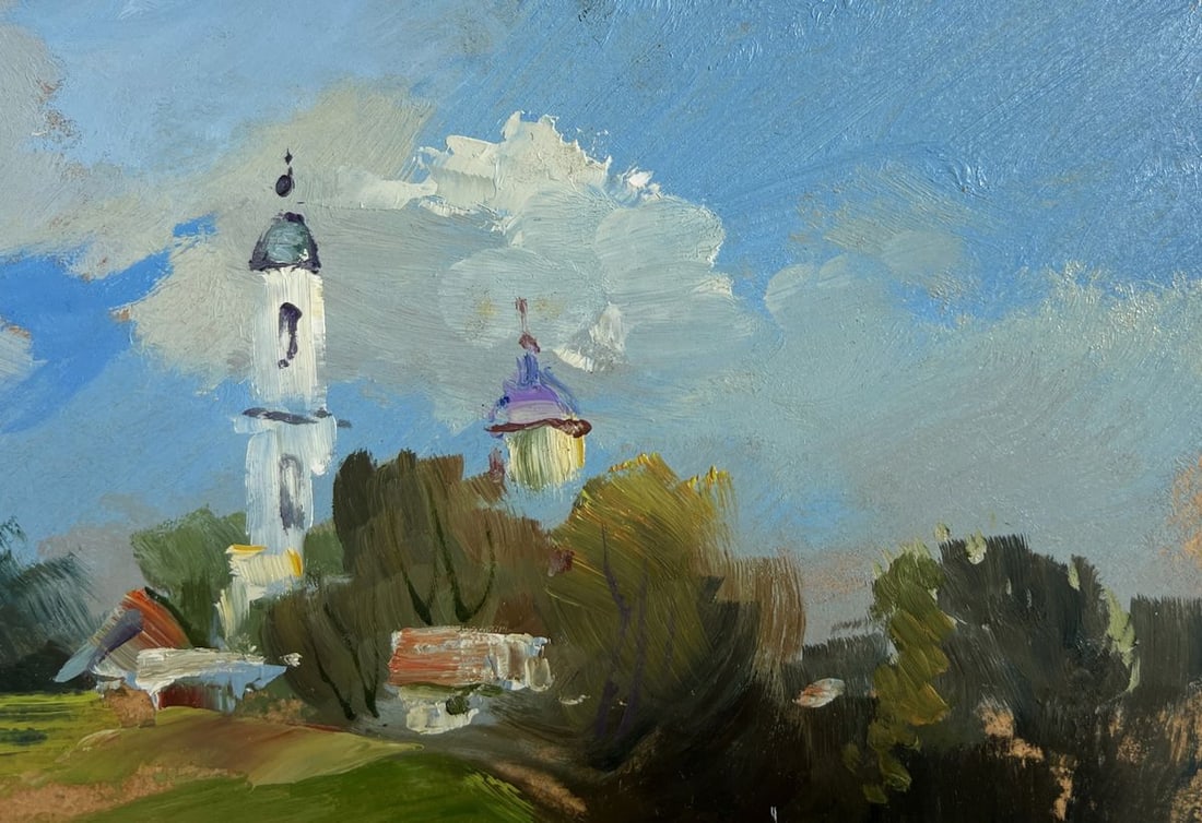 Oil painting The village church is visible Yuriy Suprunchuk - 4