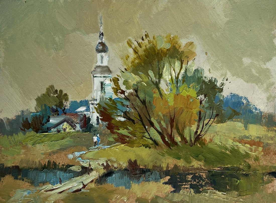 Oil painting At the village church Yuriy Suprunchuk - 3