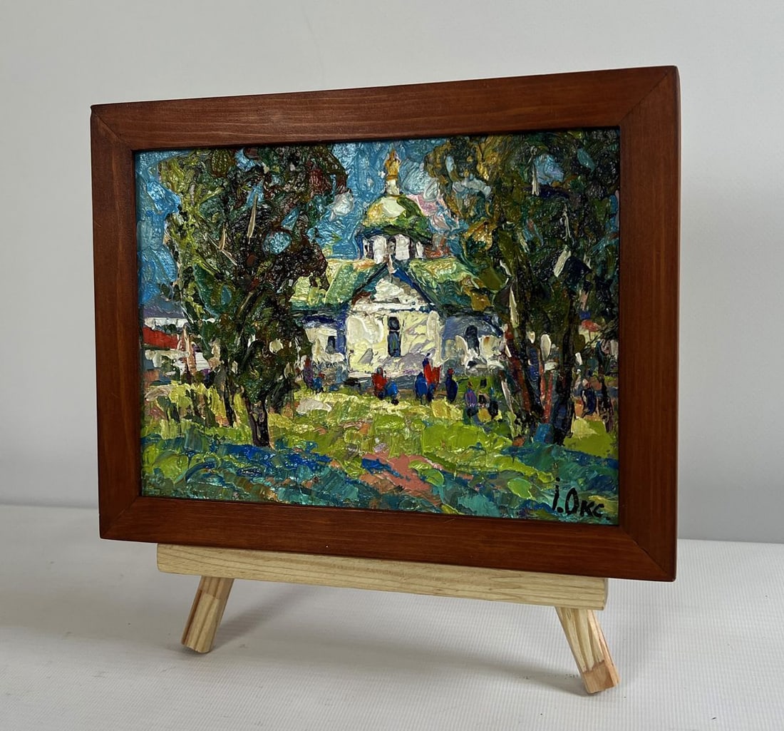 Oil painting Hike to the monastery Oksana Kalenyuk - 2