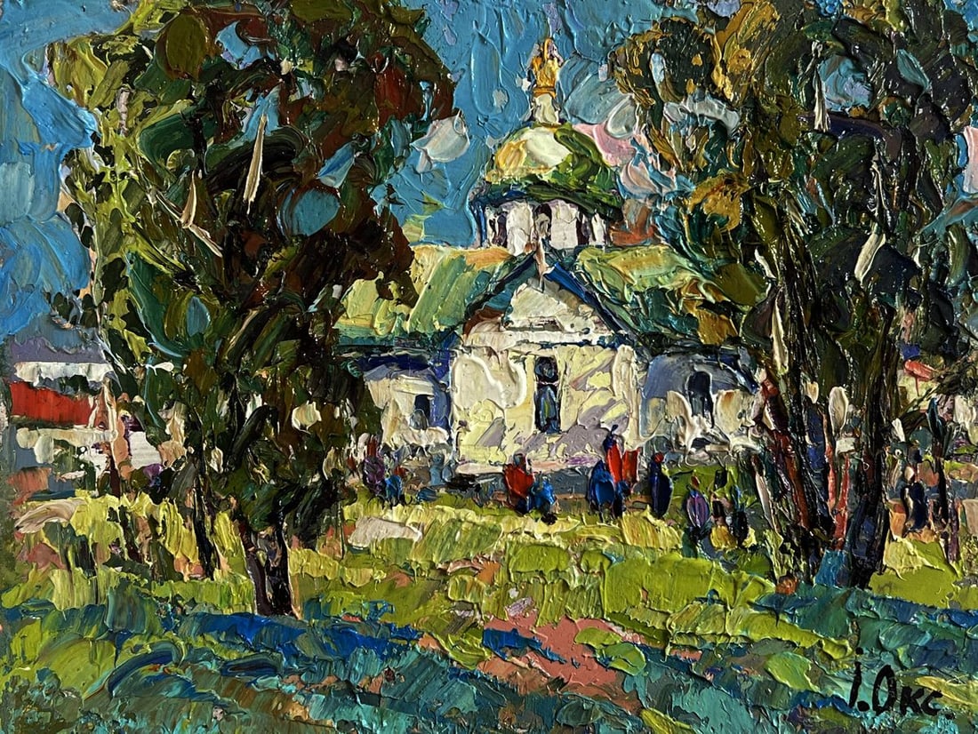 Oil painting Hike to the monastery Oksana Kalenyuk - 3