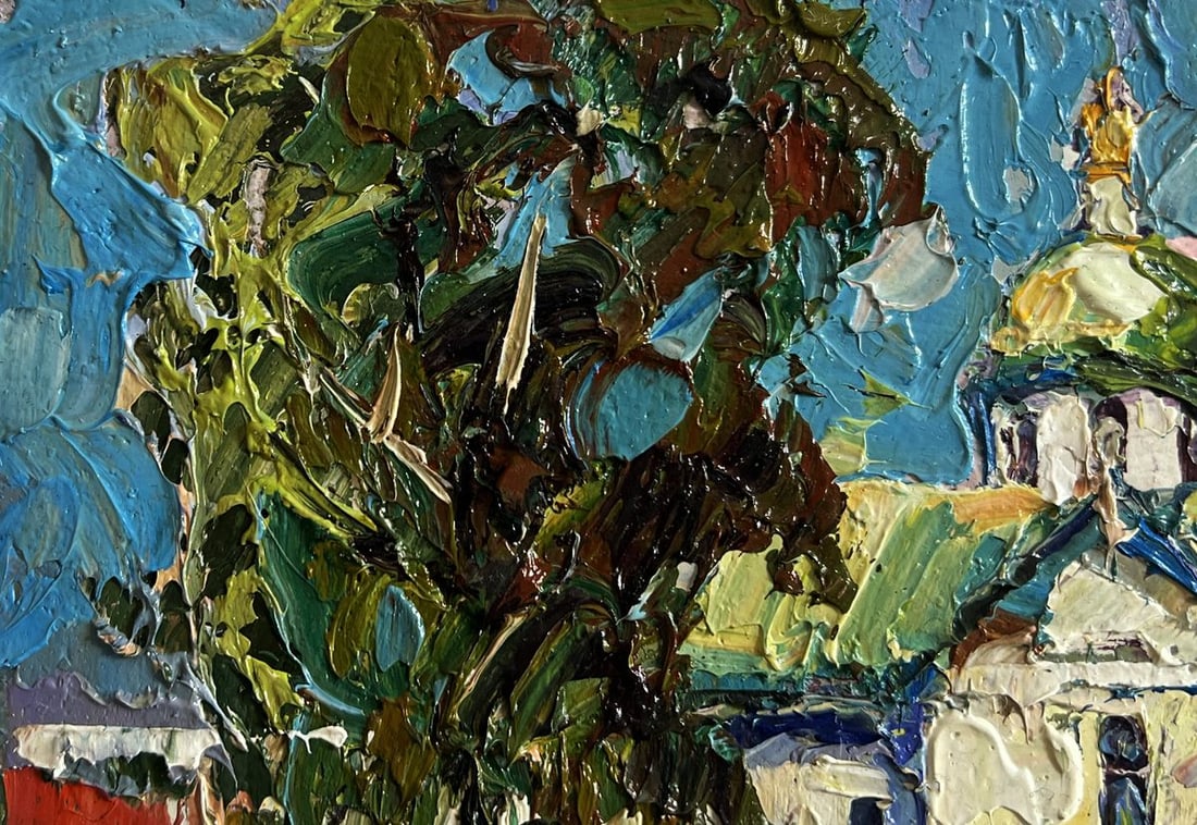 Oil painting Hike to the monastery Oksana Kalenyuk - 6