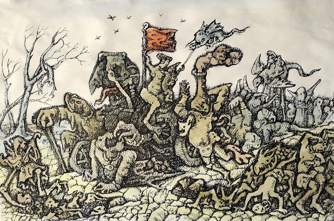 Ink painting Wanderers Daniil Litvinov: Title: Ink painting Wanderers Daniil Litvinov Description: NoLitv 1169 *** ABOUT THIS PAINTING *** * TITLE: "Wanderers" * ARTISTS: Daniil Litvinov * SIZE: sheet A - 4, pasted onto sheet A - 3 * MEDIUM