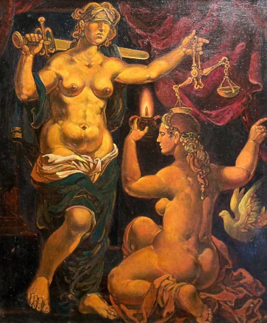 Oil painting Justice and mercy Litvinov Oleg Arkad'yevich: Title: Oil painting Justice and mercy Litvinov Oleg Arkad'yevich Description: NoLitv 2 *** ABOUT THIS PAINTING *** * TITLE: "Justice and mercy" * ARTISTS: Litvinov Oleg Arkad'yevich * SIZE: 40x59