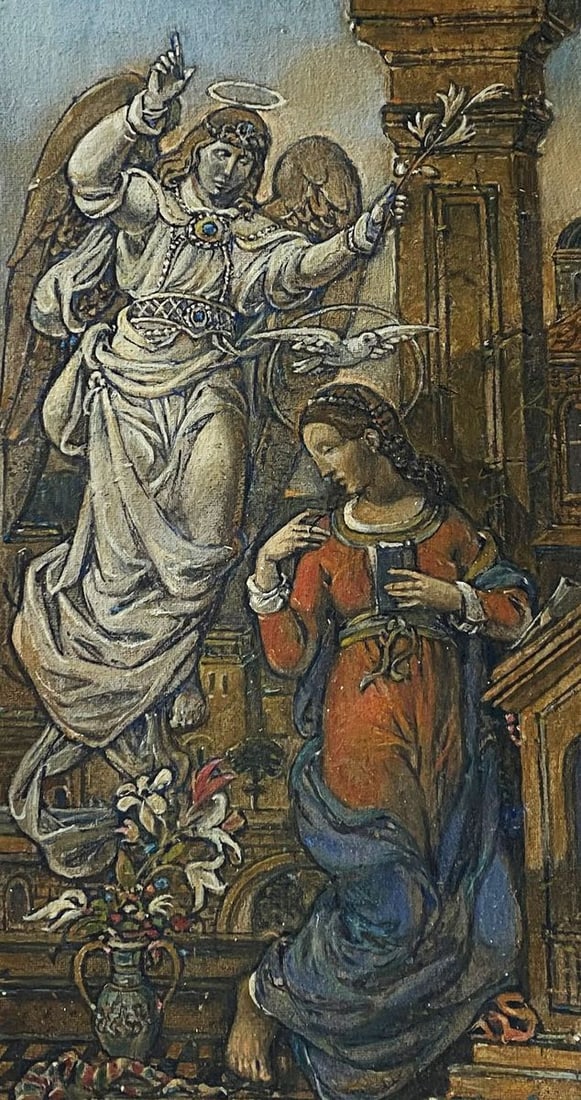 Oil painting Annunciation Litvinov Oleg Arkad'yevich: Title: Oil painting Annunciation Litvinov Oleg Arkad'yevich Description: NoLitv 372 *** ABOUT THIS PAINTING *** * TITLE: "Annunciation" * ARTISTS: Litvinov Oleg Arkad'yevich * SIZE: 23x47