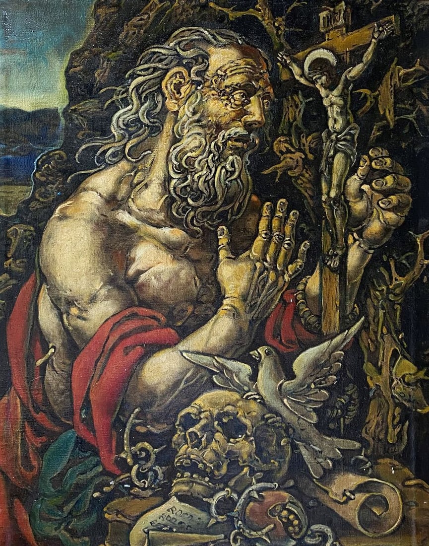 Oil painting Saint Jerome Litvinov Oleg Arkad'yevich: Title: Oil painting Saint Jerome Litvinov Oleg Arkad'yevich Description: NoLitv 374 *** ABOUT THIS PAINTING *** * TITLE: "Saint Jerome" * ARTISTS: Litvinov Oleg Arkad'yevich * SIZE: 32x42 cm/'12.59x16