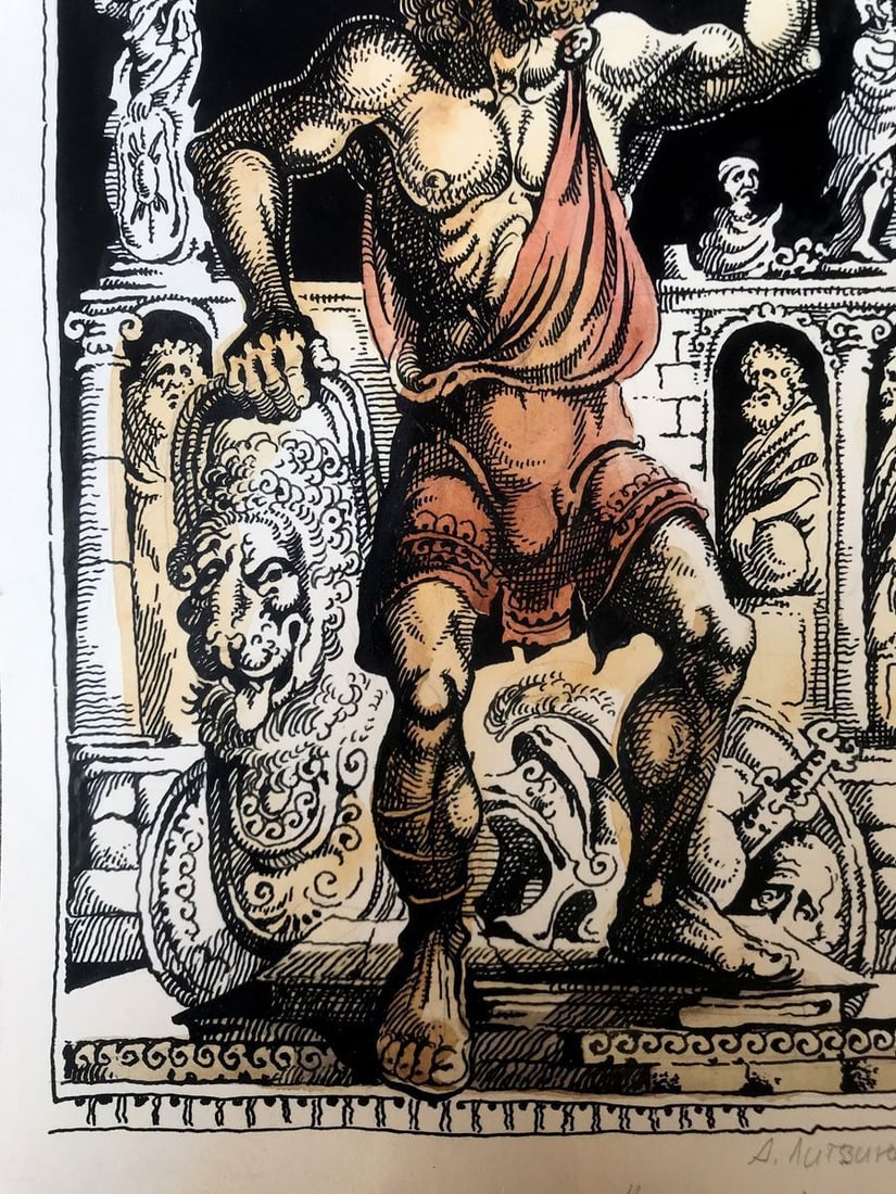 Colored pen painting Portrait of Goliath Alexander Arkadievich Litvinov - 10