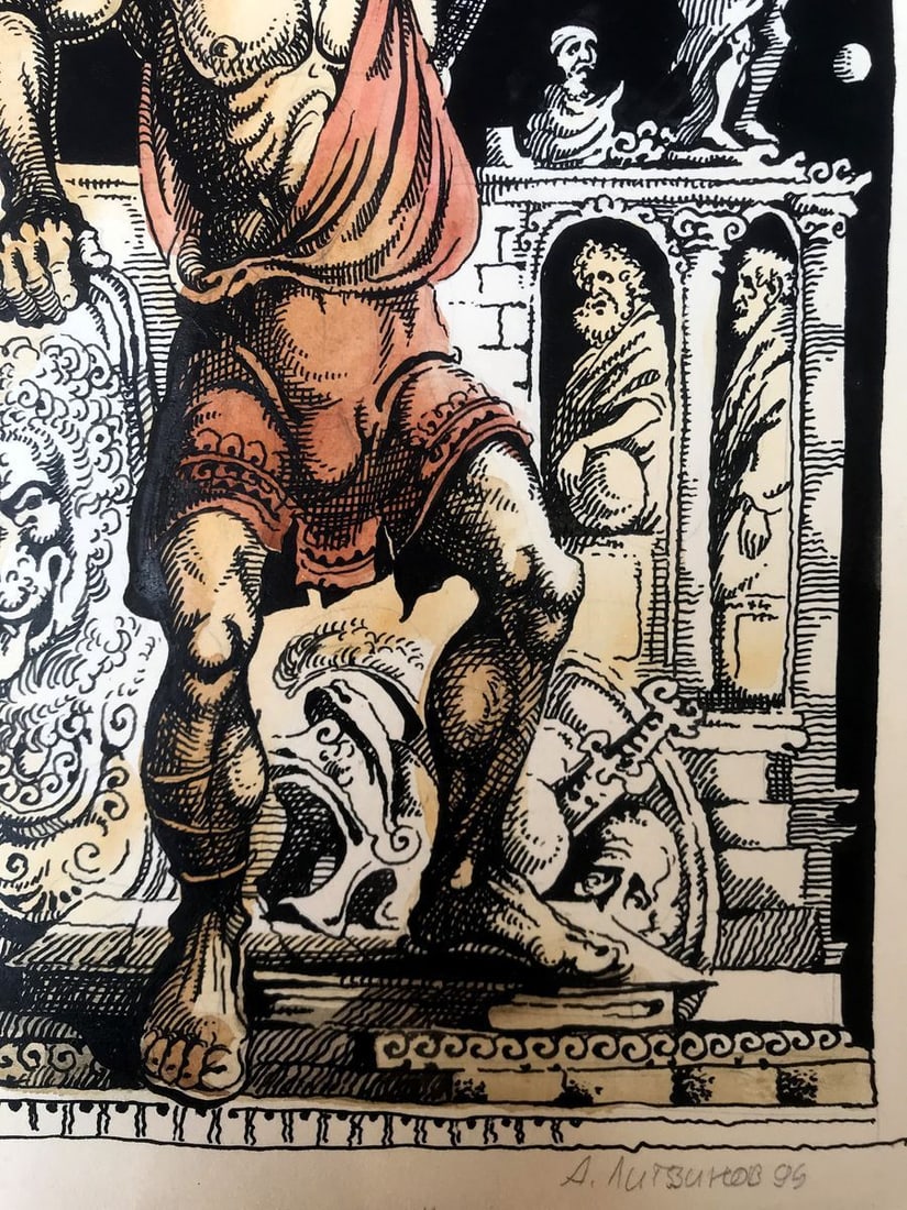 Colored pen painting Portrait of Goliath Alexander Arkadievich Litvinov - 11