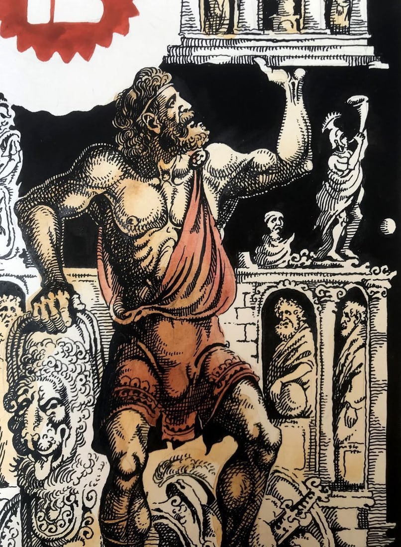 Colored pen painting Portrait of Goliath Alexander Arkadievich Litvinov - 9