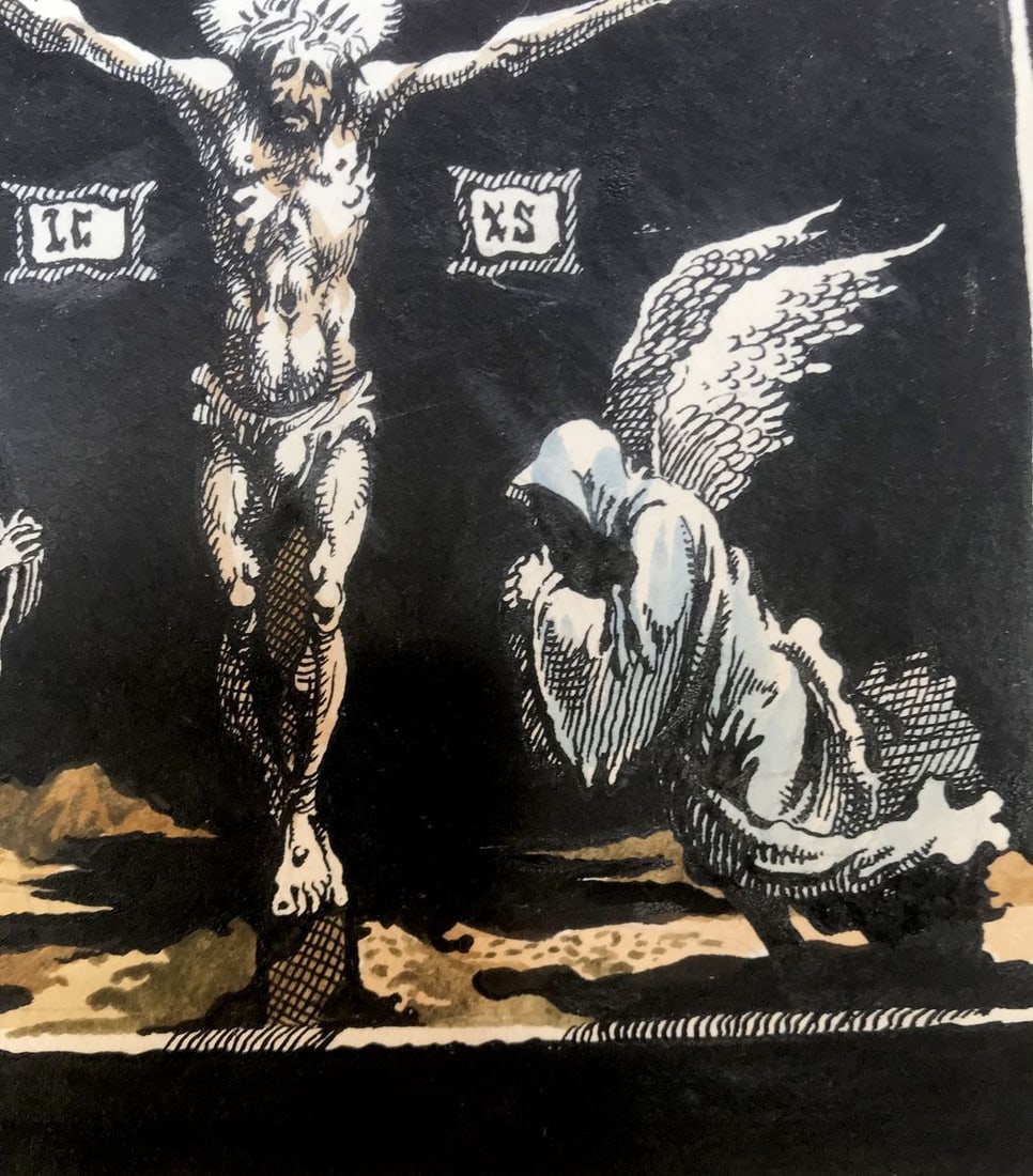 Colored pen painting Crucifixion of Jesus Christ Alexander Arkadievich Litvinov - 10