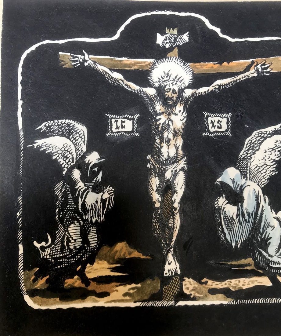 Colored pen painting Crucifixion of Jesus Christ Alexander Arkadievich Litvinov - 6