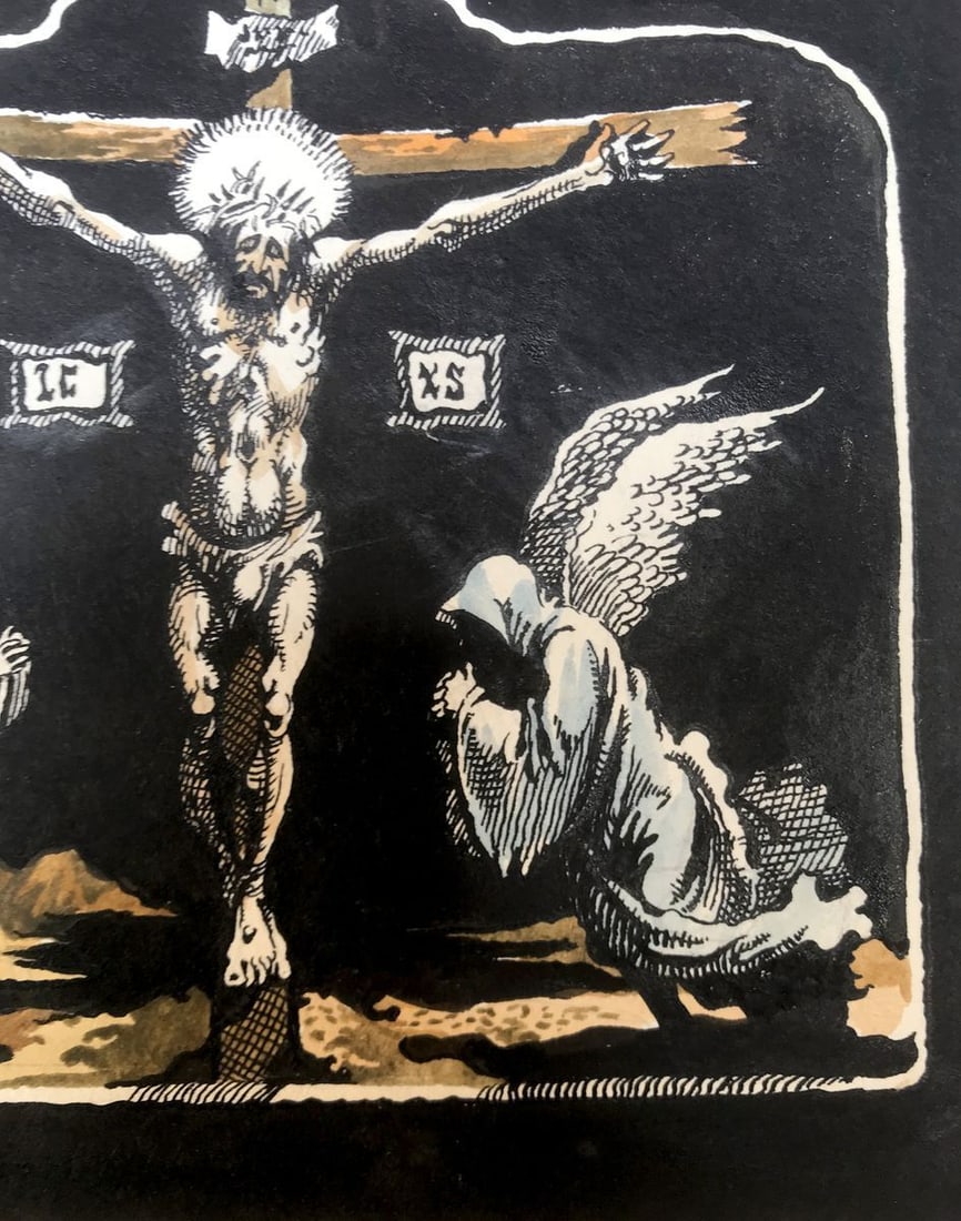 Colored pen painting Crucifixion of Jesus Christ Alexander Arkadievich Litvinov - 8