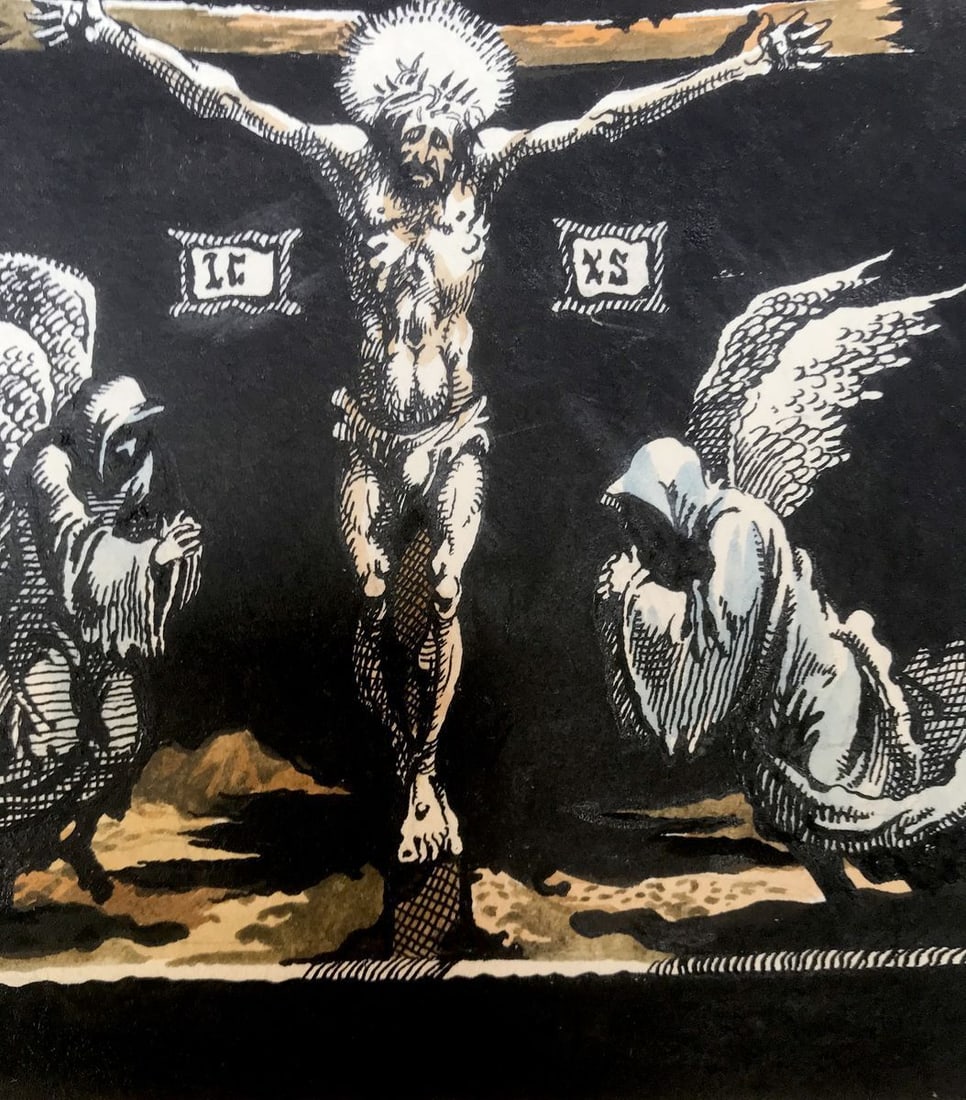 Colored pen painting Crucifixion of Jesus Christ Alexander Arkadievich Litvinov - 9