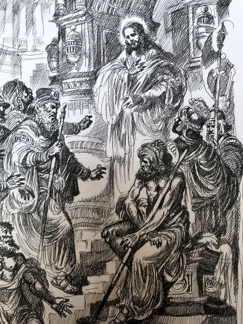 Pen painting Portrait of Christ Alexander Arkadievich Litvinov - 10
