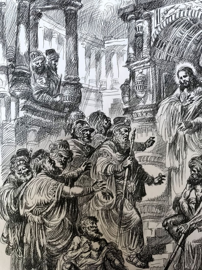 Pen painting Portrait of Christ Alexander Arkadievich Litvinov - 6