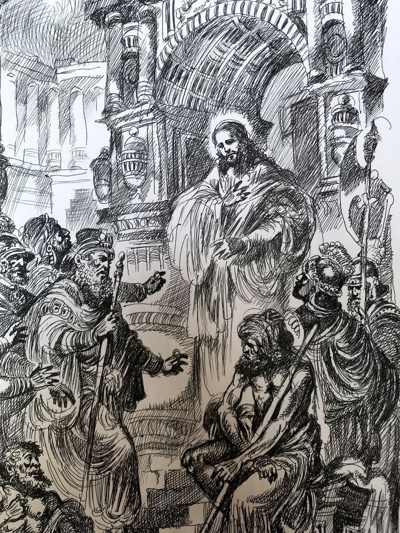 Pen painting Portrait of Christ Alexander Arkadievich Litvinov - 7