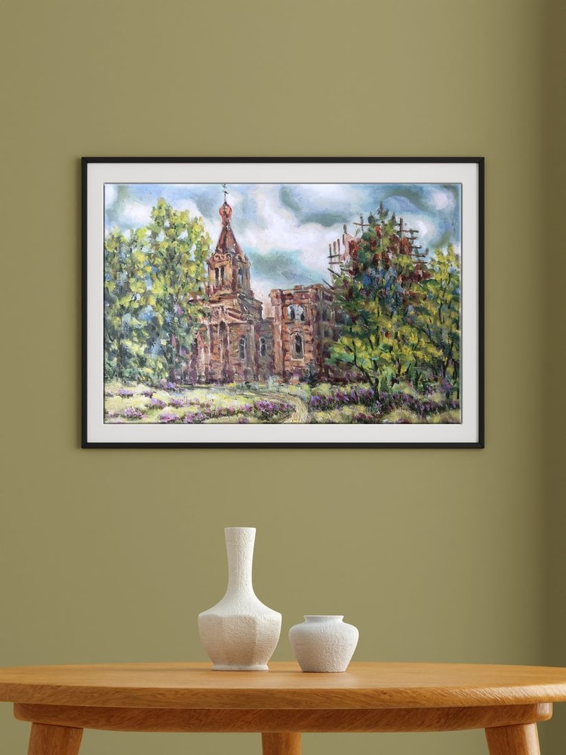 Oil painting Ryabushki village and church Shapoval Ivan Leontyevich - 2