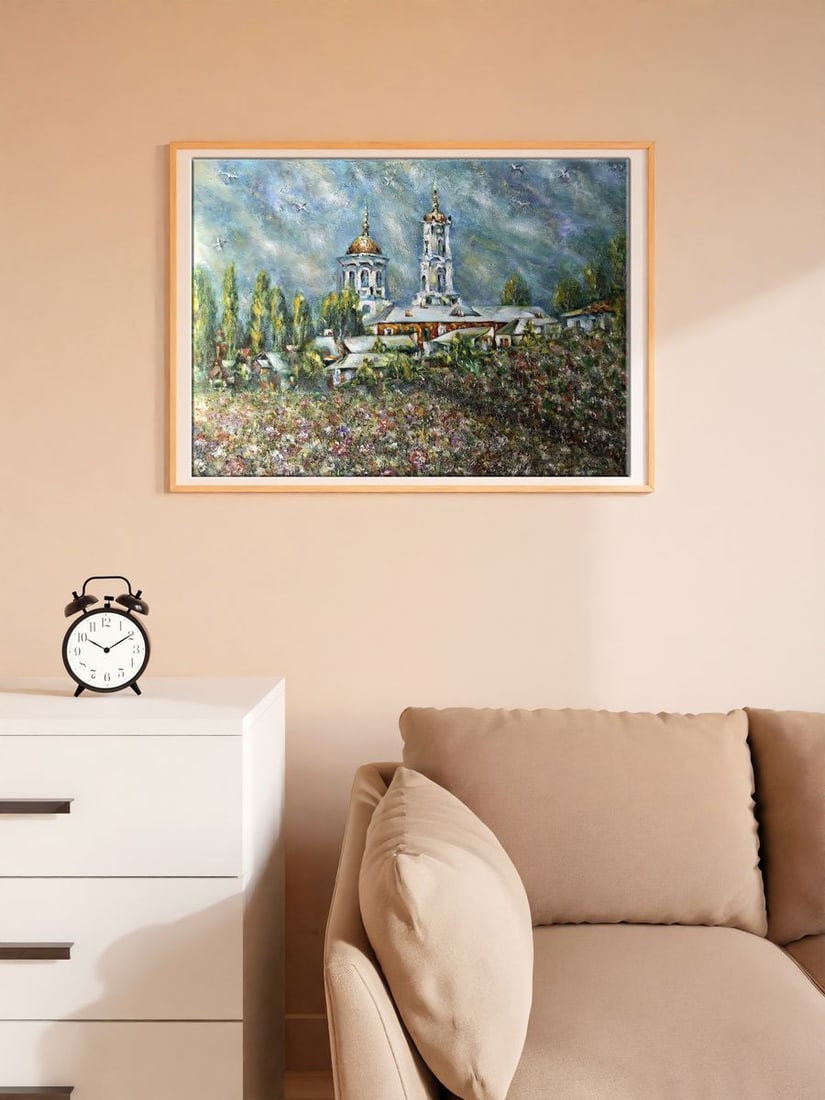 Oil painting A glorious city above the Pslo Shapoval Ivan Leontyevich - 2