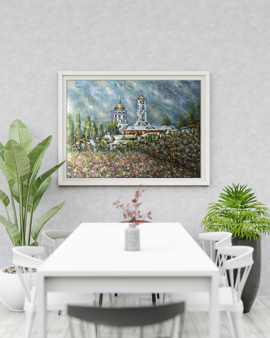 Oil painting A glorious city above the Pslo Shapoval Ivan Leontyevich - 3