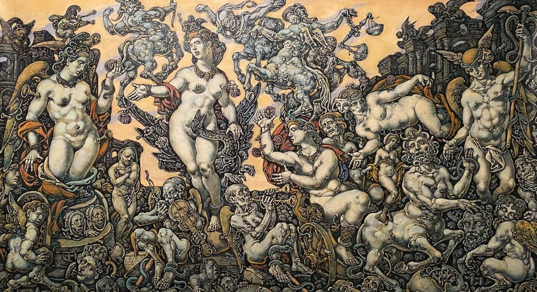 Oil painting Apotheosis of Leda Litvinov Oleg Arkad'yevich: Title: Oil painting Apotheosis of Leda Litvinov Oleg Arkad'yevich Description: NoLitv 556 *** ABOUT THIS PAINTING *** * TITLE: "Apotheosis of Leda" * ARTISTS: Litvinov Oleg Arkad'yevich * SIZE: 85x153